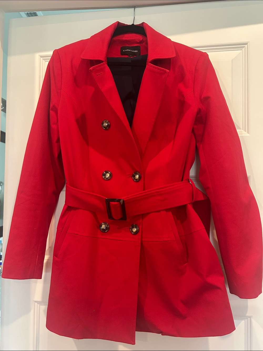 41 Hawthorn Red Double-Breasted Belted Trench Coat